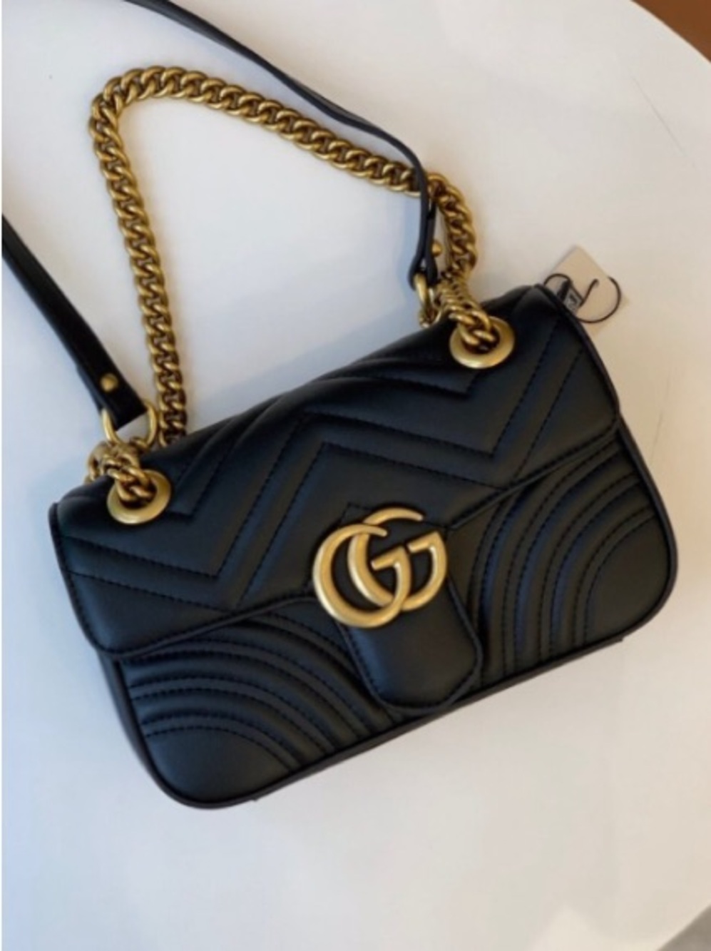 Gucci  Black Quilted Shoulder Bag with Gold Hardware